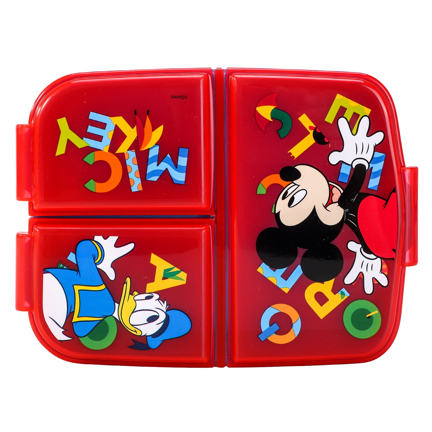 Mickey Mouse Kids Childrens Multi Compartment Rectangular School Travel Lunch Food Box Sandwich Bento Container, BPA Free