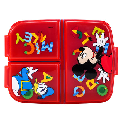 Mickey Mouse Kids Childrens Multi Compartment Rectangular School Travel Lunch Food Box Sandwich Bento Container, BPA Free