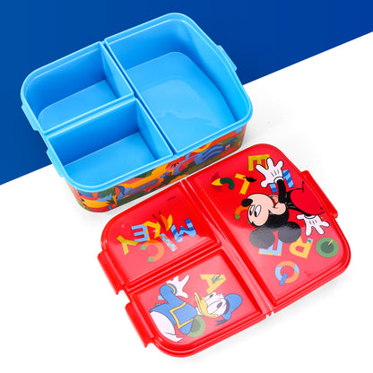 Mickey Mouse Kids Childrens Multi Compartment Rectangular School Travel Lunch Food Box Sandwich Bento Container, BPA Free