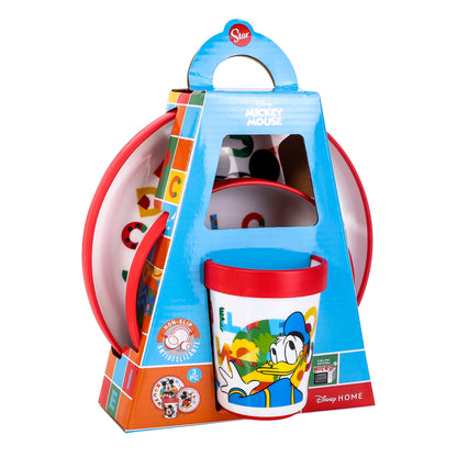 Mickey Mouse 3pcs Bicolor Premium Kids Dinner Tableware Set Plate, Bowl & Tumbler, BPA Free
