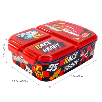 Cars Kids Childrens Multi Compartment Rectangular School Travel Lunch Food Box Sandwich Bento Container, BPA Free