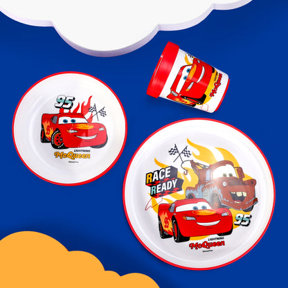 Cars 3pcs Bicolor Premium Kids Dinner Tableware Set Plate, Bowl & Tumbler, BPA Free