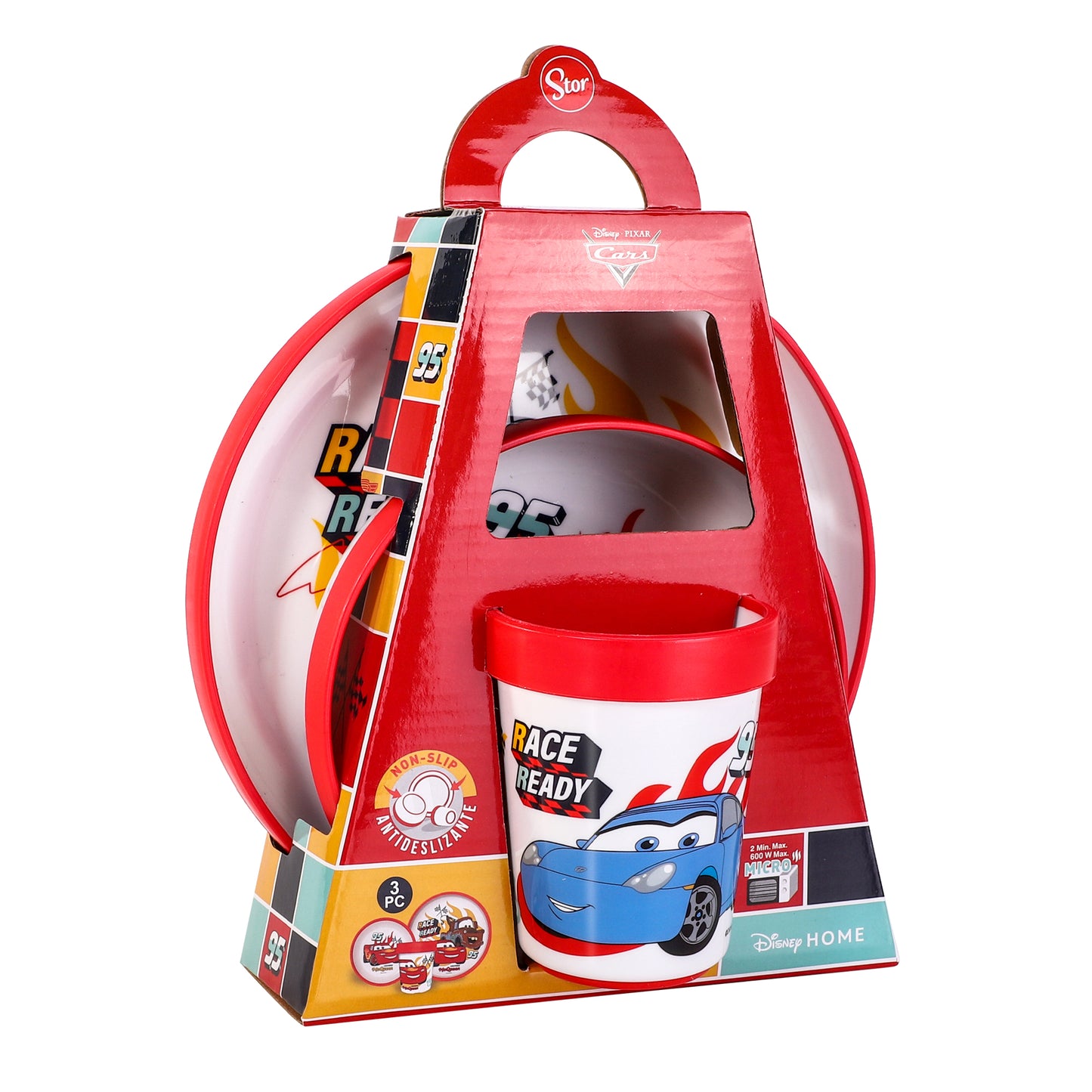 Cars 3pcs Bicolor Premium Kids Dinner Tableware Set Plate, Bowl & Tumbler, BPA Free