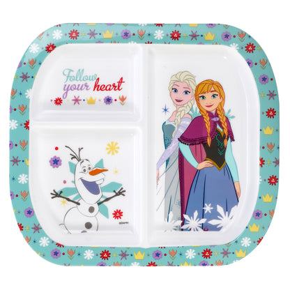 Frozen Flowers 3 Section Childrens Divided Breakfast Lunch Dinner Plate