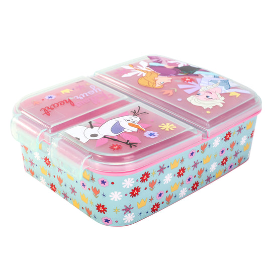 Frozen Flowers Kids Childrens Multi Compartment Rectangular School Travel Lunch Food Box Sandwich Bento Container, BPA Free