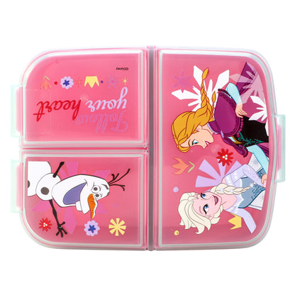 Frozen Flowers Kids Childrens Multi Compartment Rectangular School Travel Lunch Food Box Sandwich Bento Container, BPA Free