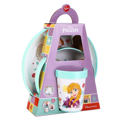 Frozen Flowers 3pcs Bicolor Premium Kids Dinner Tableware Set Plate, Bowl & Tumbler, BPA Free