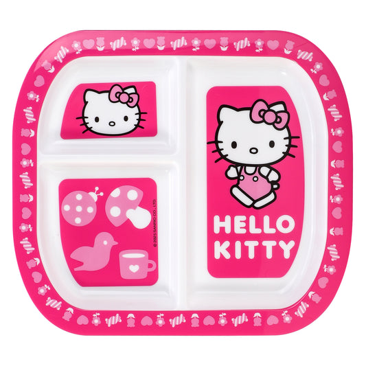 Hello Kitty Pink 3 Section Childrens Divided Breakfast Lunch Dinner Plate