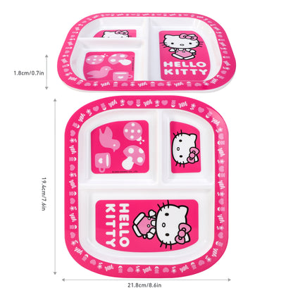 Hello Kitty Pink 3 Section Childrens Divided Breakfast Lunch Dinner Plate