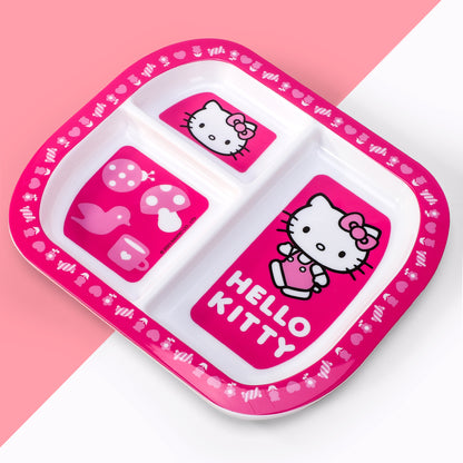 Hello Kitty Pink 3 Section Childrens Divided Breakfast Lunch Dinner Plate