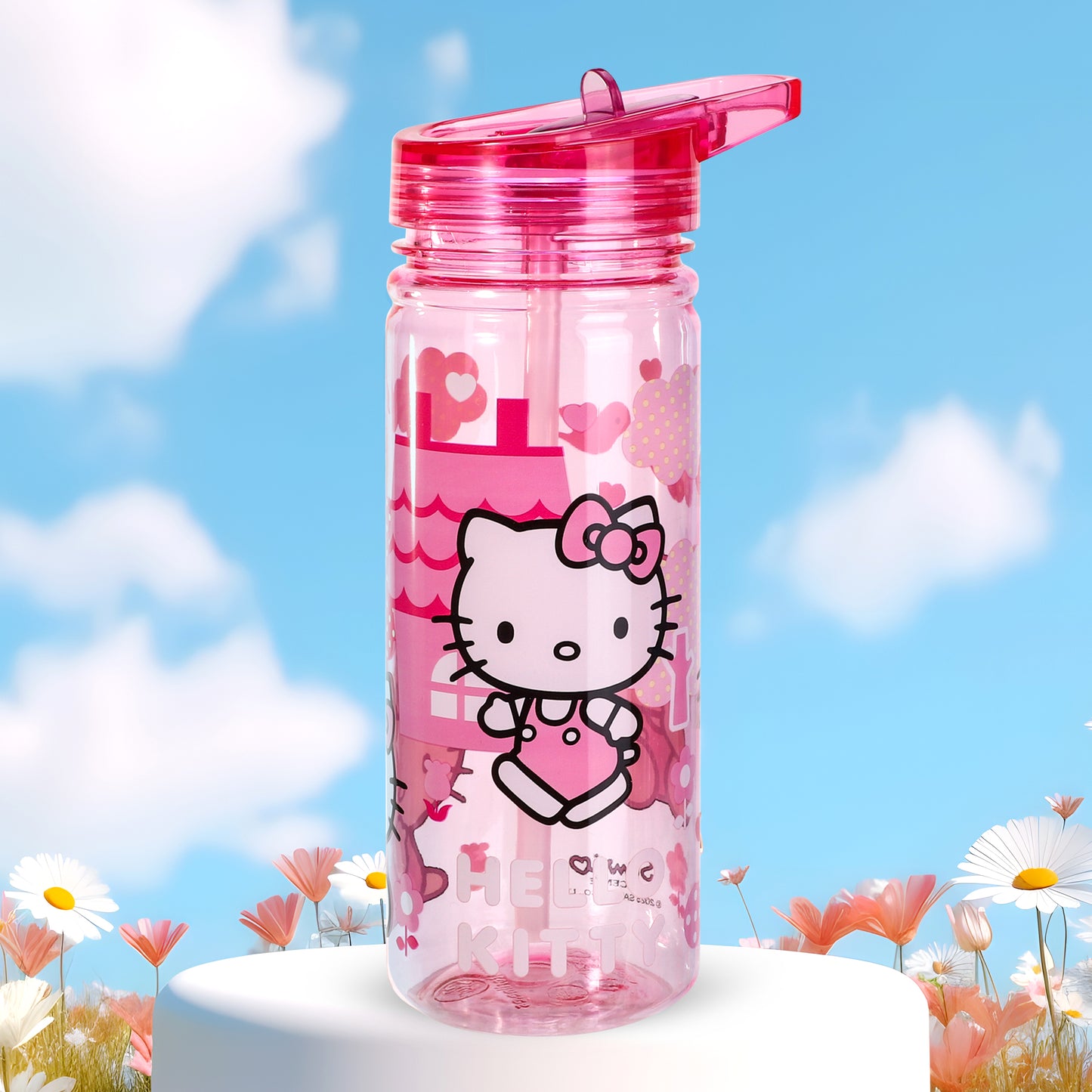 Hello Kitty 580ml Water Bottle for Kids, School Drinks Bottle Made of Durable Ecozen BPA Free