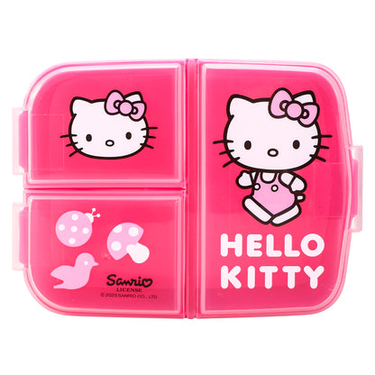 Hello Kitty Pink Kids Childrens Multi Compartment Rectangular School Travel Lunch Food Box Sandwich Bento Container, BPA Free