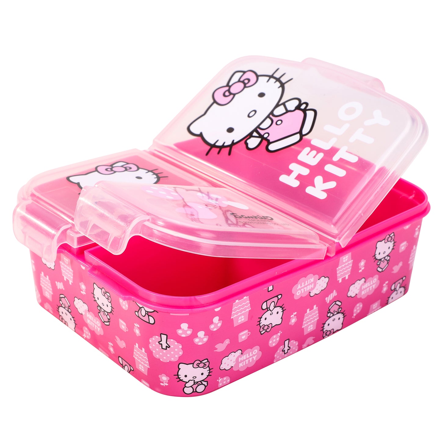 Hello Kitty Pink Kids Childrens Multi Compartment Rectangular School Travel Lunch Food Box Sandwich Bento Container, BPA Free