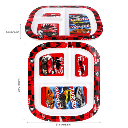 Hot Wheels 3 Section Childrens Divided Breakfast Lunch Dinner Plate