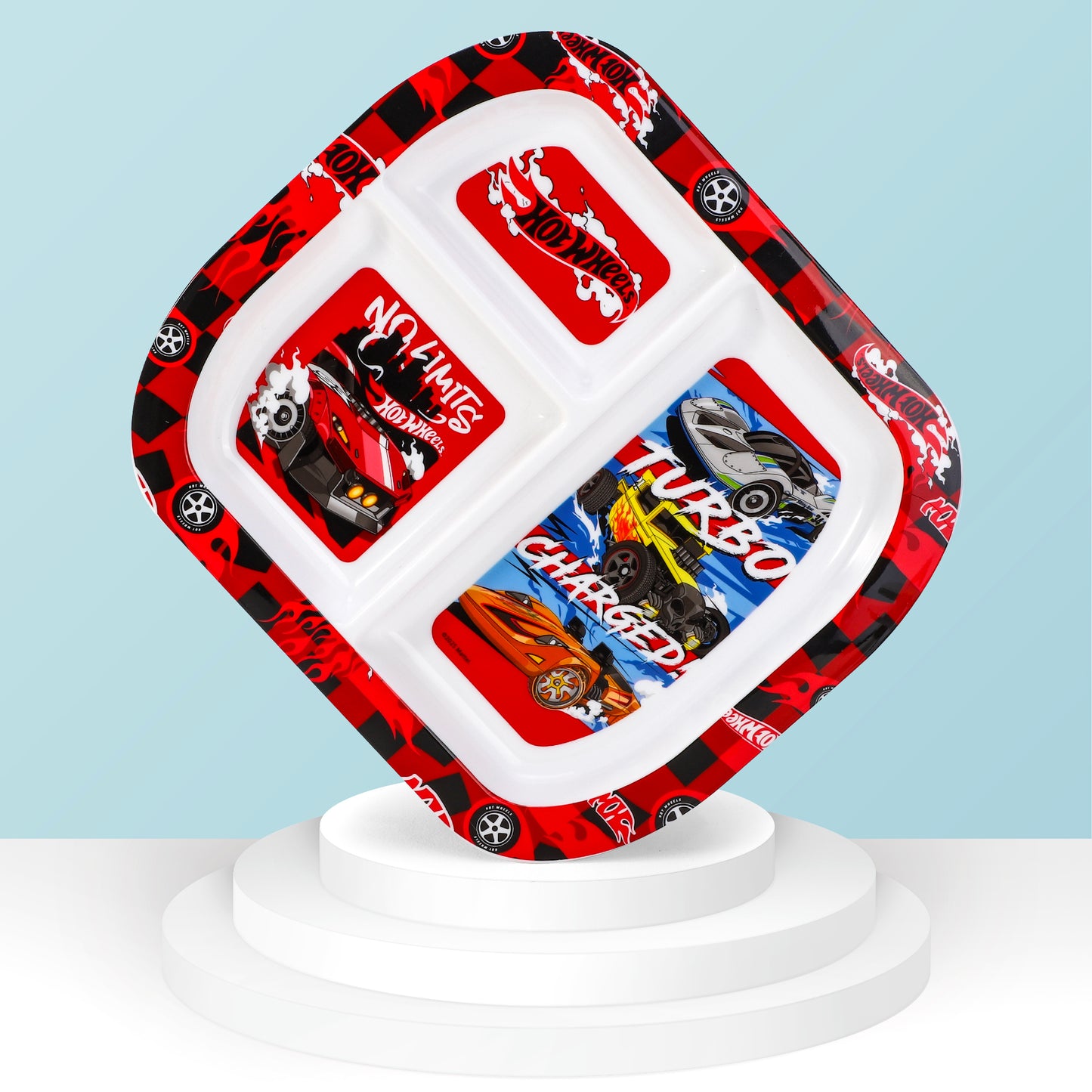 Hot Wheels 3 Section Childrens Divided Breakfast Lunch Dinner Plate