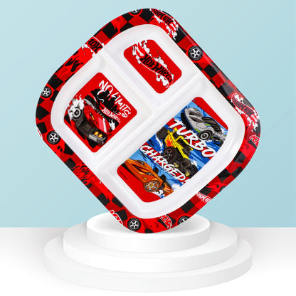 Hot Wheels 3 Section Childrens Divided Breakfast Lunch Dinner Plate