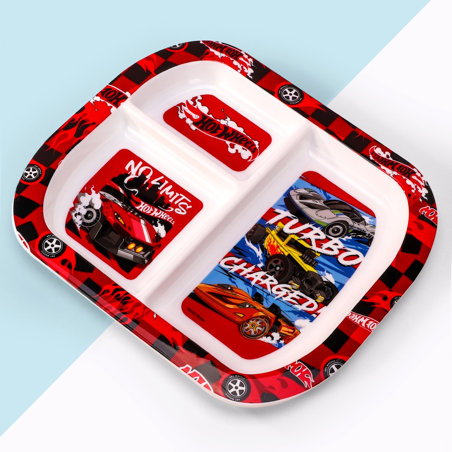 Hot Wheels 3 Section Childrens Divided Breakfast Lunch Dinner Plate