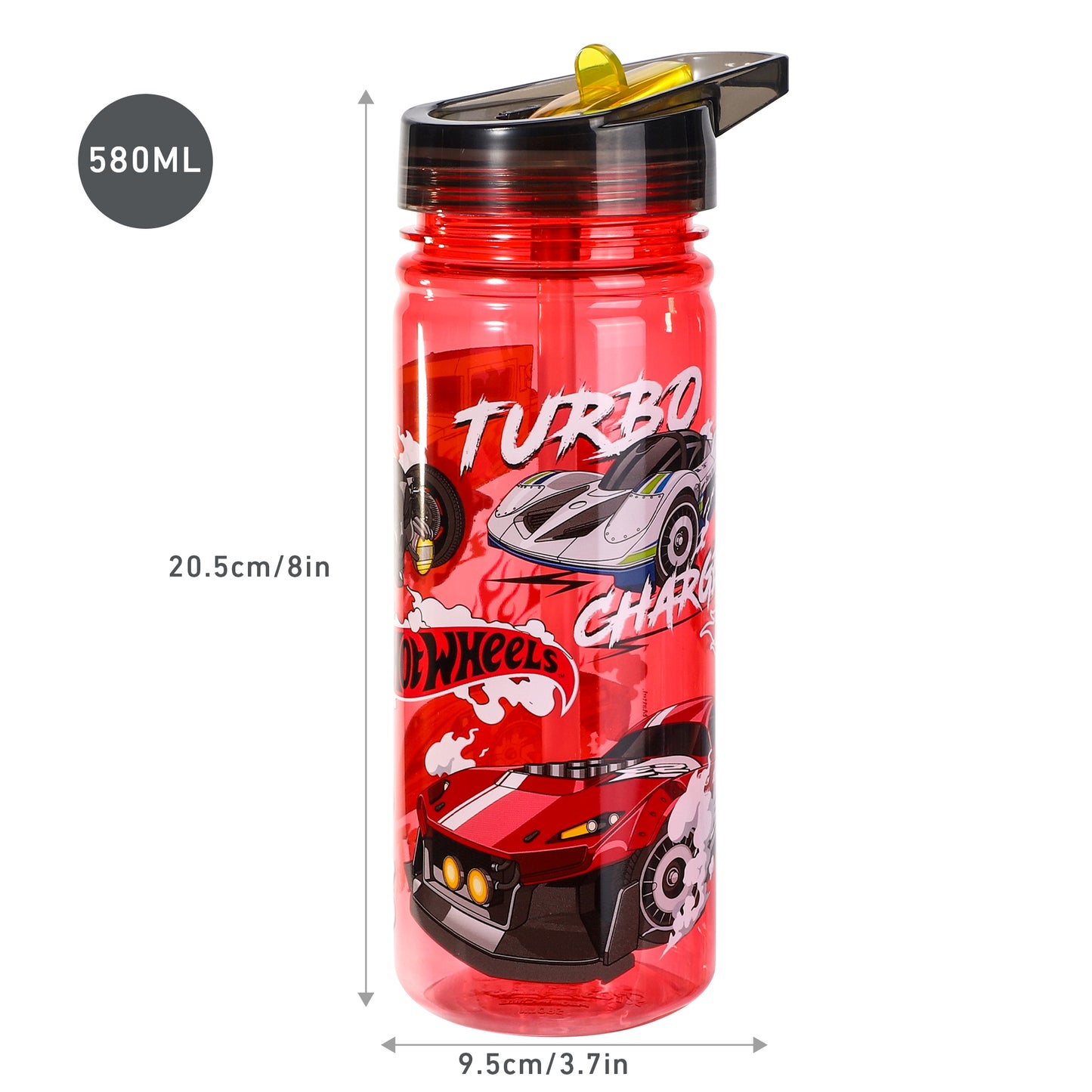 Hot Wheels 580ml Water Bottle for Kids, School Drinks Bottle Made of Durable Ecozen BPA Free