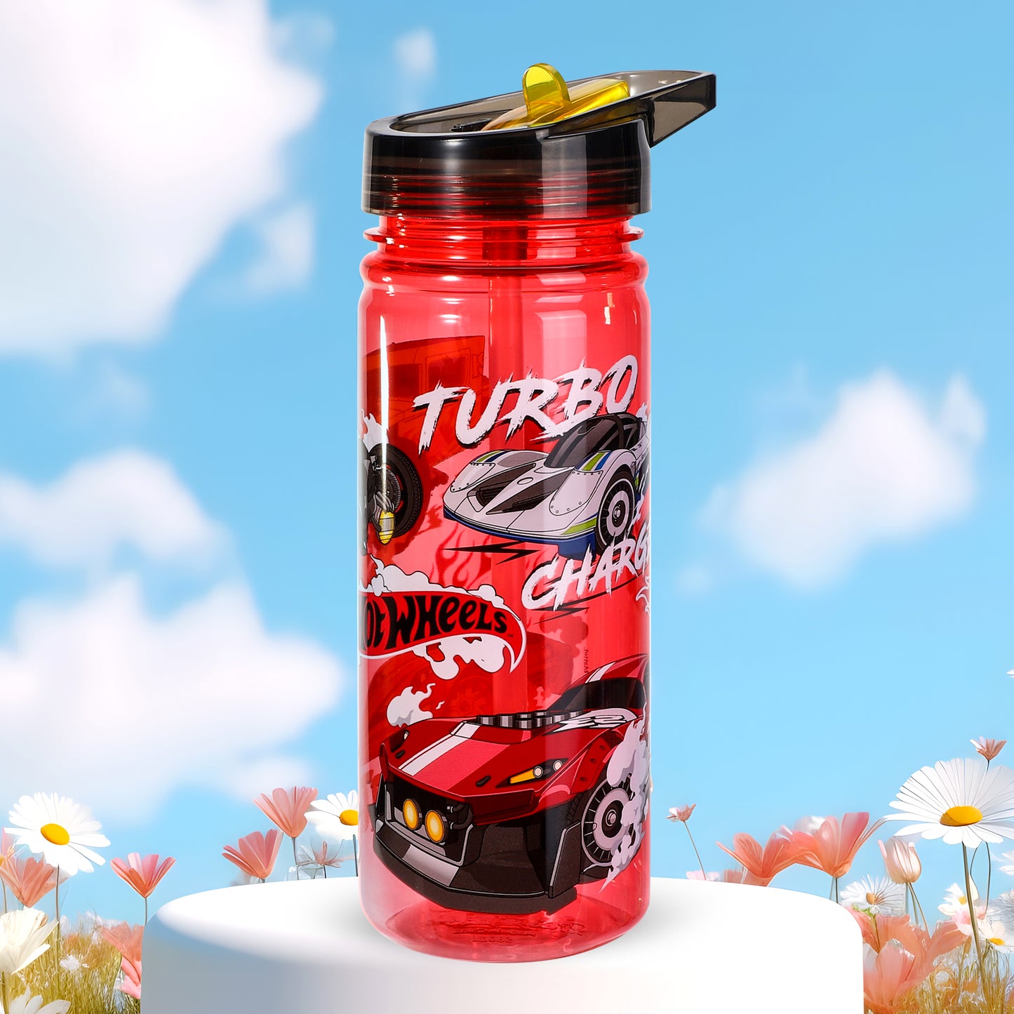 Hot Wheels 580ml Water Bottle for Kids, School Drinks Bottle Made of Durable Ecozen BPA Free