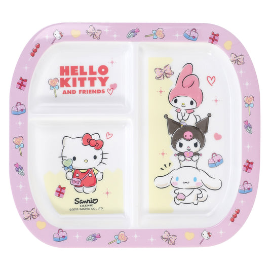 Hello Kitty & Friends 3 Section Childrens Divided Breakfast Lunch Dinner Plate