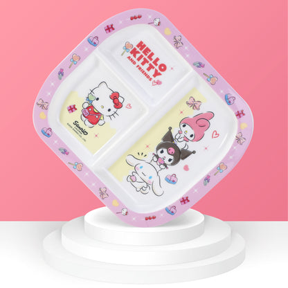 Hello Kitty & Friends 3 Section Childrens Divided Breakfast Lunch Dinner Plate