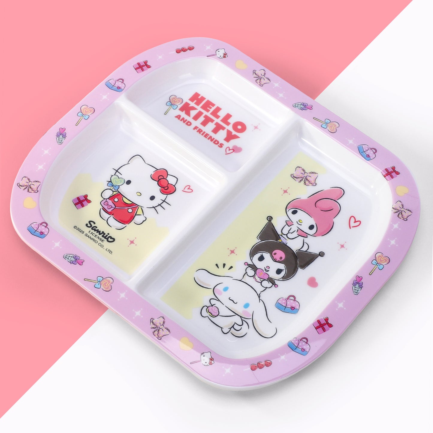 Hello Kitty & Friends 3 Section Childrens Divided Breakfast Lunch Dinner Plate