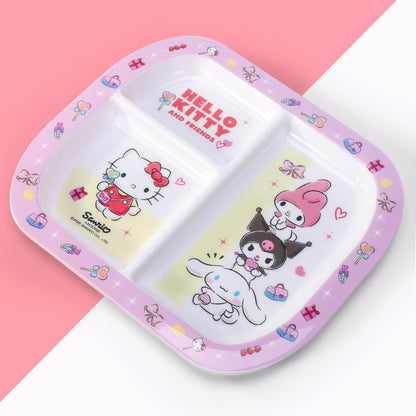 Hello Kitty & Friends 3 Section Childrens Divided Breakfast Lunch Dinner Plate