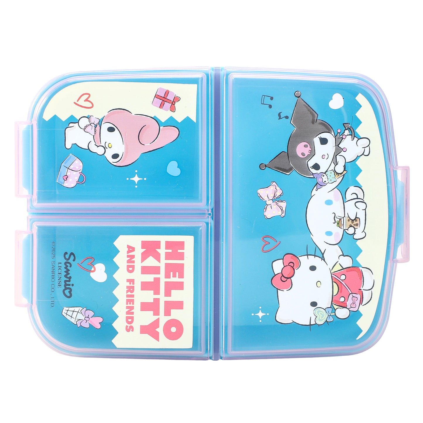 Hello Kitty & Friends Kids Childrens Multi Compartment Rectangular School Travel Lunch Food Box Sandwich Bento Container, BPA Free