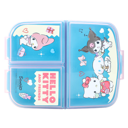 Hello Kitty & Friends Kids Childrens Multi Compartment Rectangular School Travel Lunch Food Box Sandwich Bento Container, BPA Free