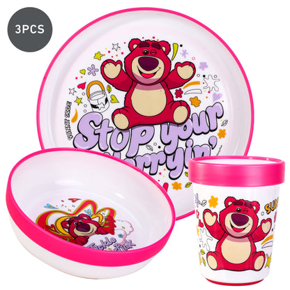 Lotso 3pcs Bicolor Premium Kids Dinner Tableware Set Plate, Bowl & Tumbler, BPA Free