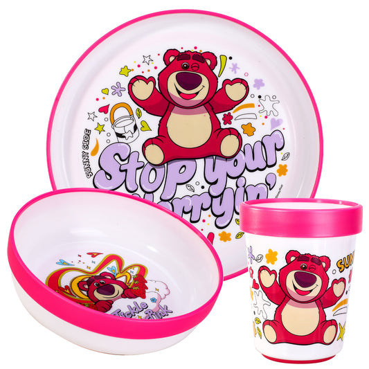Lotso 3pcs Bicolor Premium Kids Dinner Tableware Set Plate, Bowl & Tumbler, BPA Free