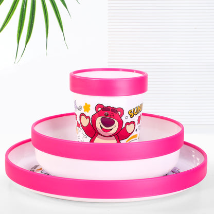 Lotso 3pcs Bicolor Premium Kids Dinner Tableware Set Plate, Bowl & Tumbler, BPA Free