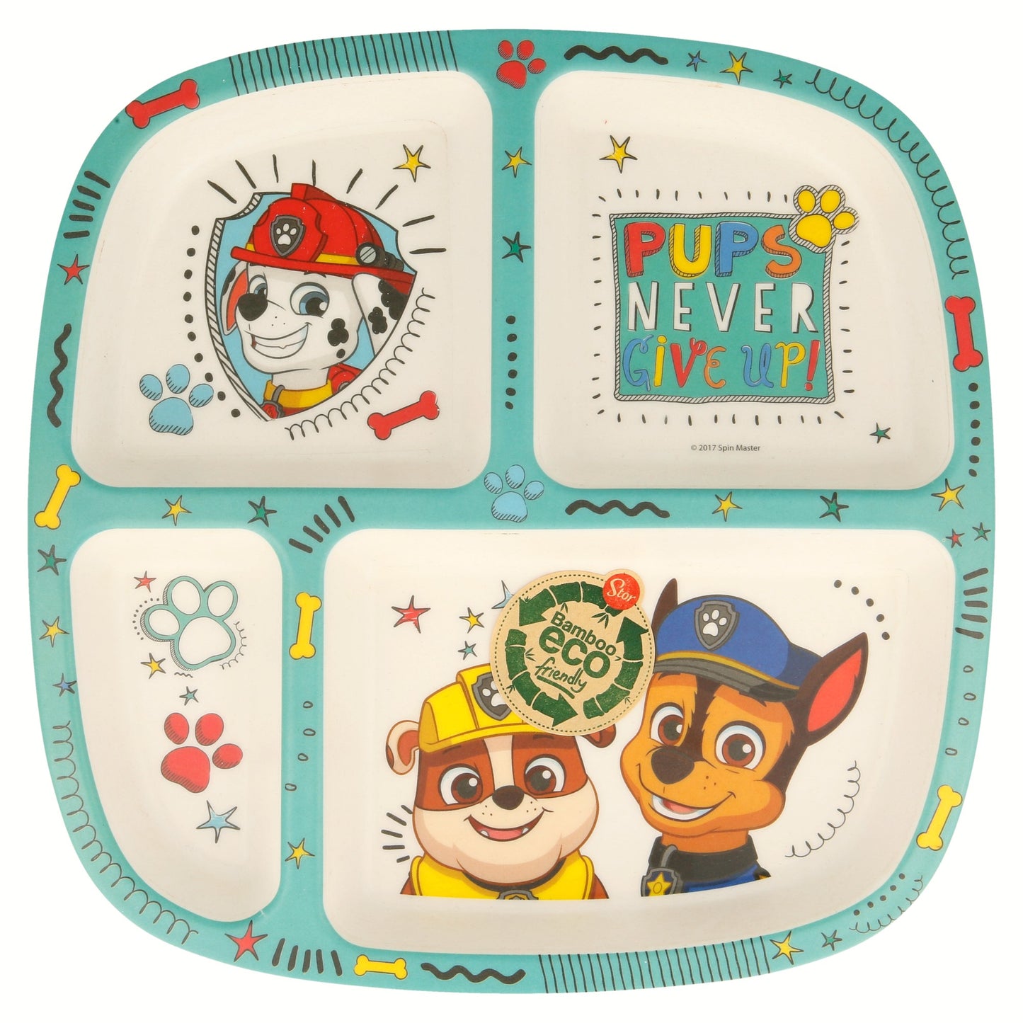 Paw Patrol 4 Section Childrens Divided Breakfast Lunch Dinner Plate