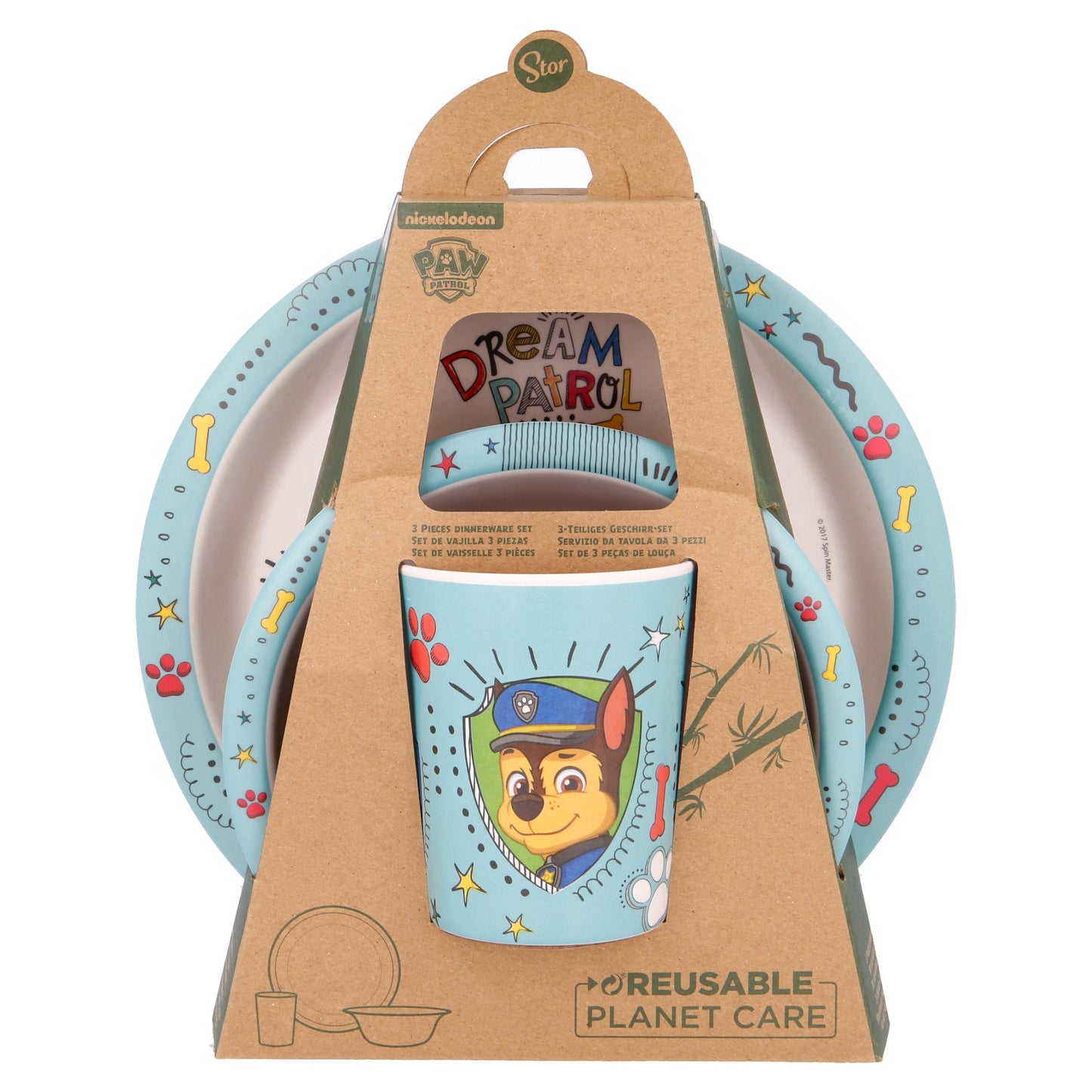 Paw Patrol 3Pcs Wooden Kids - Plate, Bowl and Tumbler Lunch Dinner Set