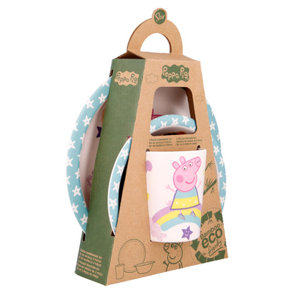 Peppa Pig 3Pcs Wooden Kids - Plate, Bowl and Tumbler Lunch Dinner Set