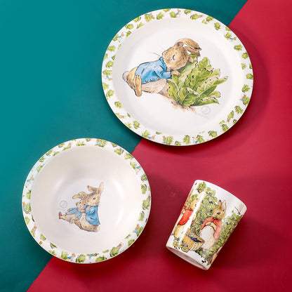 Peter Rabbit 3Pcs Wooden Kids - Plate, Bowl and Tumbler Lunch Dinner Set