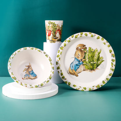Peter Rabbit 3Pcs Wooden Kids - Plate, Bowl and Tumbler Lunch Dinner Set