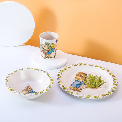 Peter Rabbit 3Pcs Wooden Kids - Plate, Bowl and Tumbler Lunch Dinner Set