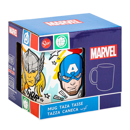 Marvel Avengers 11oz Ceramic Mug – Iron Man, Hulk, Thor & Captain America Coffee Cup, Dishwasher & Microwave Safe, Officially Licensed Gift for Kids & Adults