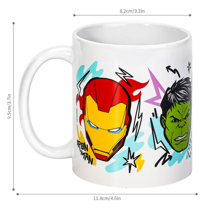 Marvel Avengers 11oz Ceramic Mug – Iron Man, Hulk, Thor & Captain America Coffee Cup, Dishwasher & Microwave Safe, Officially Licensed Gift for Kids & Adults