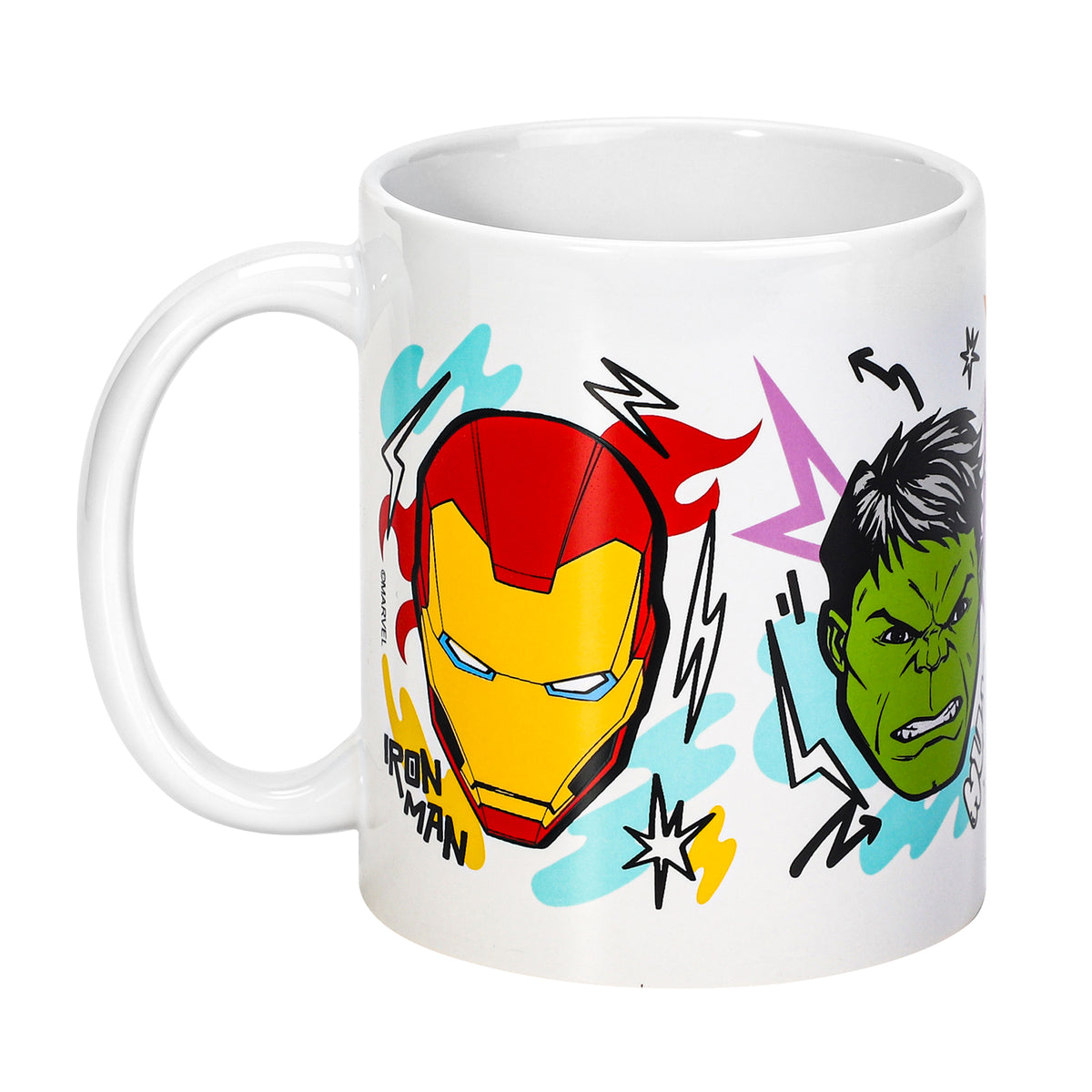 Marvel Avengers 11oz Ceramic Mug – Iron Man, Hulk, Thor & Captain America Coffee Cup, Dishwasher & Microwave Safe, Officially Licensed Gift for Kids & Adults