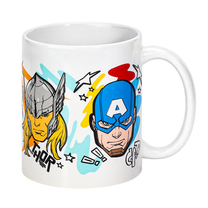 Marvel Avengers 11oz Ceramic Mug – Iron Man, Hulk, Thor & Captain America Coffee Cup, Dishwasher & Microwave Safe, Officially Licensed Gift for Kids & Adults