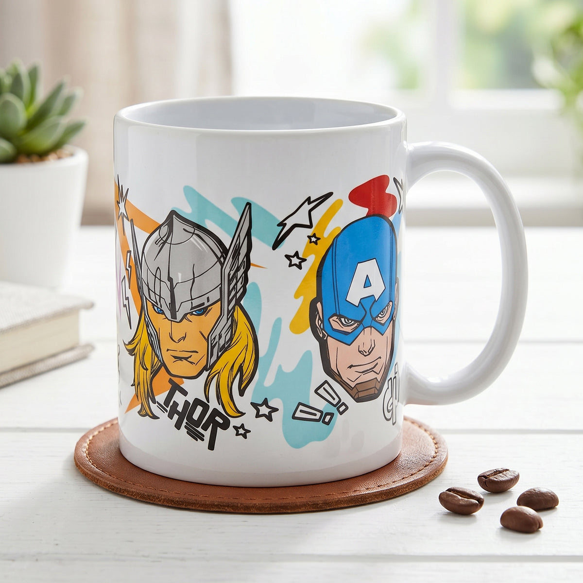 Marvel Avengers 11oz Ceramic Mug – Iron Man, Hulk, Thor & Captain America Coffee Cup, Dishwasher & Microwave Safe, Officially Licensed Gift for Kids & Adults