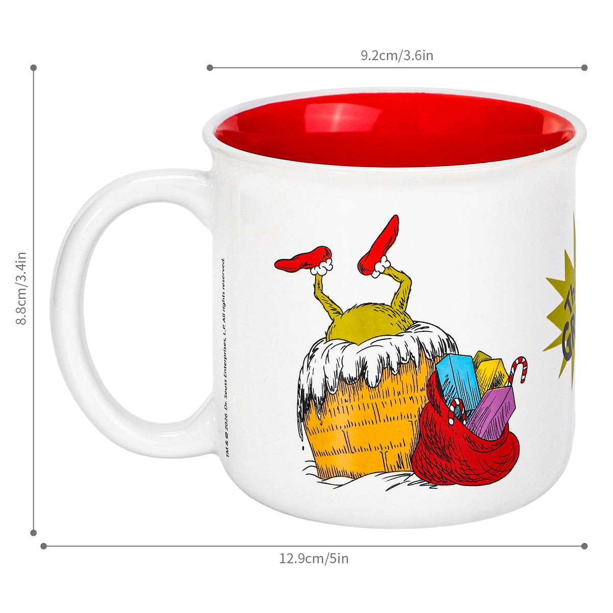 The Grinch 14oz Ceramic Mug – Dr. Seuss Christmas 410ml Coffee Cup, Dishwasher & Microwave Safe, Officially Licensed Gift for Kids & Adults
