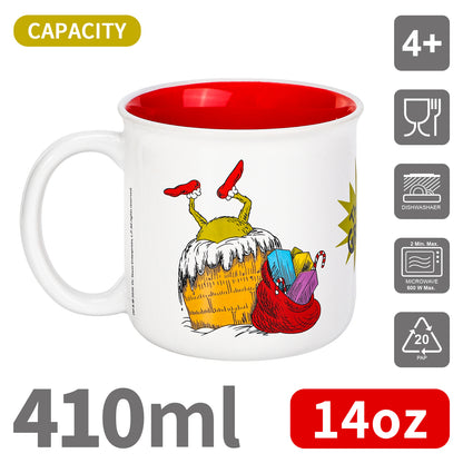 The Grinch 14oz Ceramic Mug – Dr. Seuss Christmas 410ml Coffee Cup, Dishwasher & Microwave Safe, Officially Licensed Gift for Kids & Adults