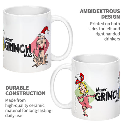 The Grinch 11oz Ceramic Mug – Merry Grinchmas 325ml Coffee Cup, Dishwasher & Microwave Safe, Officially Licensed Christmas Gift for Kids & Adults