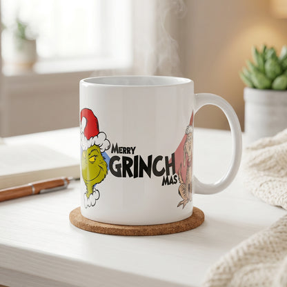 The Grinch 11oz Ceramic Mug – Merry Grinchmas 325ml Coffee Cup, Dishwasher & Microwave Safe, Officially Licensed Christmas Gift for Kids & Adults