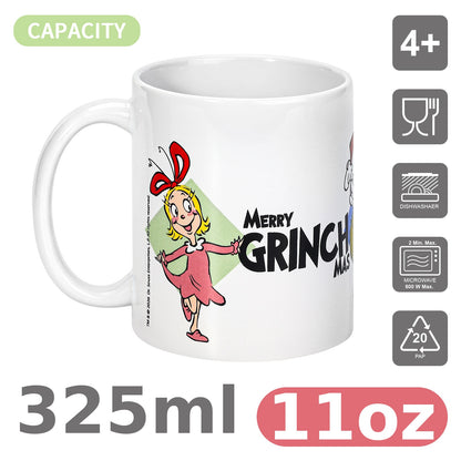 The Grinch 11oz Ceramic Mug – Merry Grinchmas 325ml Coffee Cup, Dishwasher & Microwave Safe, Officially Licensed Christmas Gift for Kids & Adults