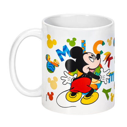 Disney Mickey Mouse 11oz Ceramic Mug – Colourful Mickey 325ml Coffee Cup, Dishwasher & Microwave Safe, Officially Licensed Gift for Kids & Adults