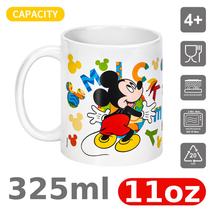Disney Mickey Mouse 11oz Ceramic Mug – Colourful Mickey 325ml Coffee Cup, Dishwasher & Microwave Safe, Officially Licensed Gift for Kids & Adults